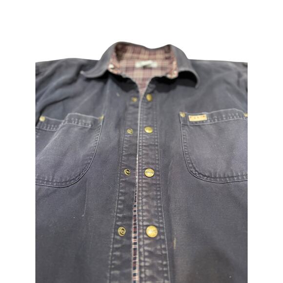 Carhartt Detroit Jacket Men's L Distressed Dark Blue Flannel Lined 100% Cotton - Picture 4 of 11